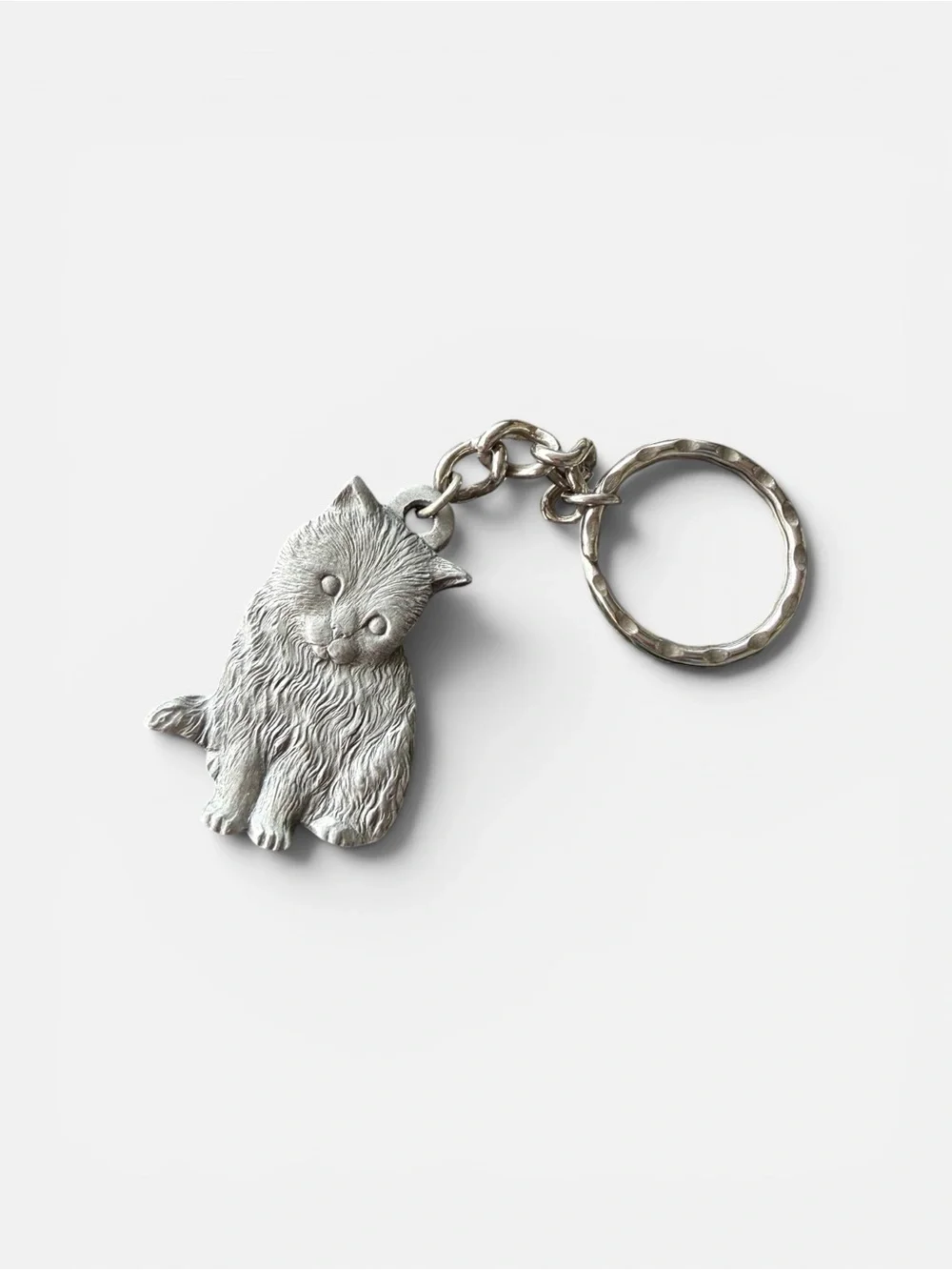 Vintage Rawcliffe Pewter I ❤️ My Kitty Cat Keychain Signed 1983 P Davis